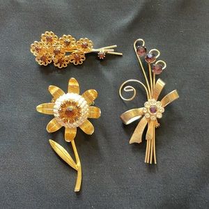 Vtg MCM Costume Jewelry Brooches
